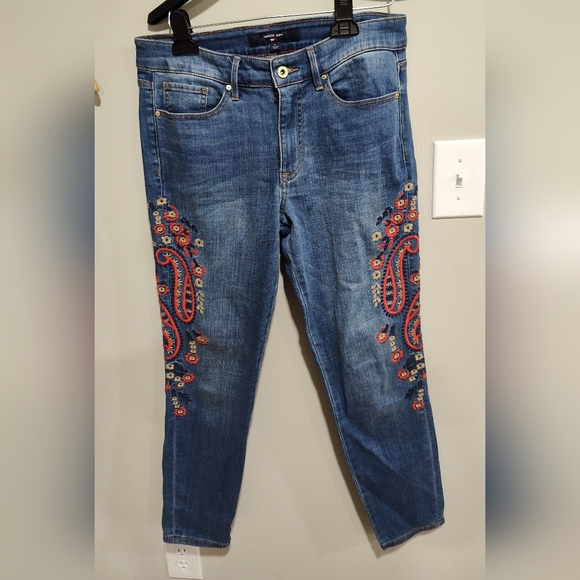 Tommy Hilfiger Denim - Tommy Hilfiger Tribeca Denim Jeans Embroidered Paisley Floral Red Blue Beige, 6